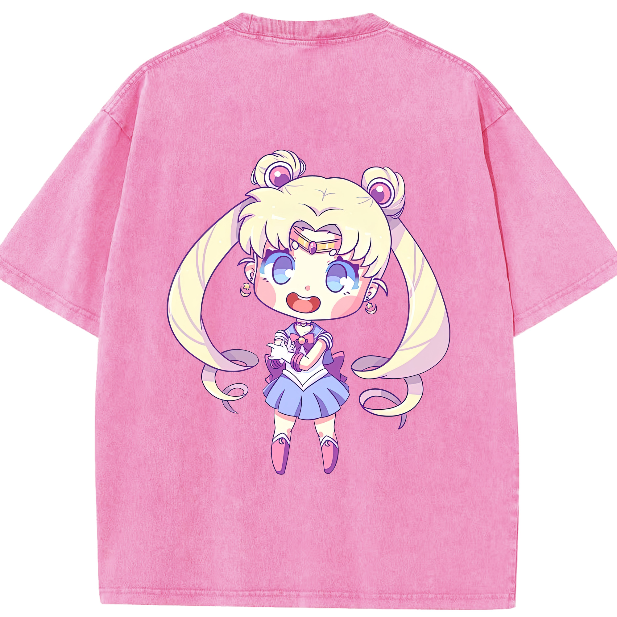 （画像用） 美少女戦士セーラームーン 月野 うさぎ つきの うさぎ Sailor Moon Tsukino Usagi 綿100% ヴィンテージ風 半袖Tシャツ（背面プリント）